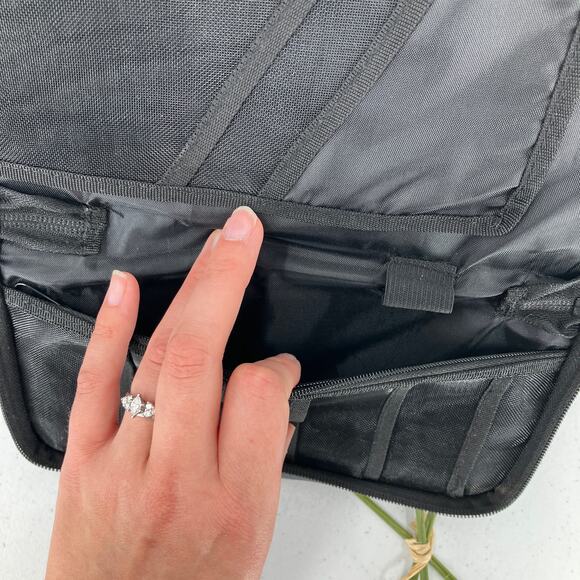 Rectangle Dark Gray Zip Around Side Handle Business Office Organizer Travel Bag - Picture 6 of 10